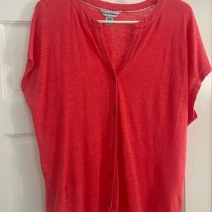 Tommy Bahama “Linnea V-Neck Tie-Front Linen Camp Shirt.” Size M.